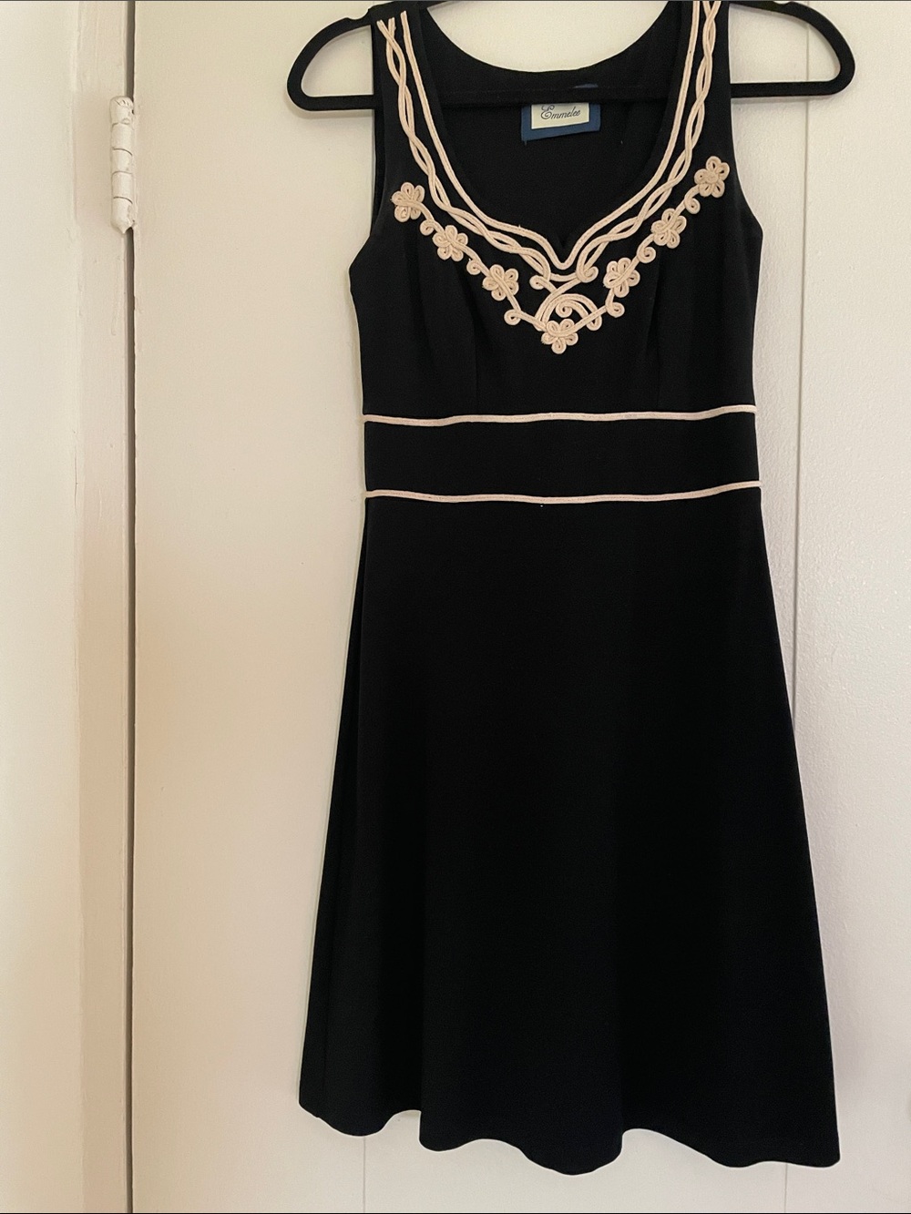 Christopher & Banks Black Sleeveless Dress with Cream Trim